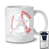 Personalized Monster He Calls Me Dad; Amusing Father's Day Custom Name Catcher Baseball; Family T-Shirt