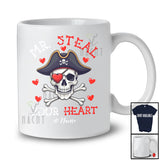Personalized Mr. Steal Your Heart; Lovely Valentine Pirate Skull; Custom Name Boy Couple T-Shirt