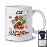 Personalized My Cat Is My Valentine; Humorous Custom Name Cat Paws Leopard Plaid; Animal T-Shirt