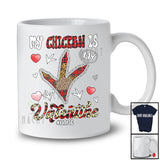 Personalized My Chicken Is My Valentine; Humorous Custom Name Chicken Paws Leopard Plaid; Farmer T-Shirt