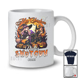 Personalized My Chicken Rides Shotgun; Scary Halloween Moon Chicken Witch; Custom Name Farmer T-Shirt