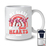 Personalized My Class Full Of Sweet Hearts; Lovely Valentine 3 Dabbing Flamingos; Teacher Rainbow T-Shirt