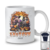 Personalized My Cow Rides Shotgun; Scary Halloween Moon Cow Witch; Custom Name Farmer T-Shirt