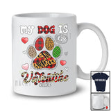 Personalized My Dog Is My Valentine; Humorous Custom Name Dog Paws Leopard Plaid; Animal T-Shirt