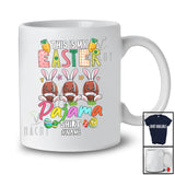 Personalized My Easter Pajama Shirt; Lovely Three Bunnies Football; Custom Name Player T-Shirt