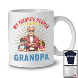 Personalized My Favorite People Call Me Grandpa, Lovely Father's Day 2 Grandkids Custom Name T-Shirt