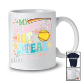 Personalized My Grandkids Hit And Steal; Lovely Mother's Day Grandma; Custom Name Softball Player T-Shirt