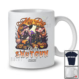 Personalized My Pig Rides Shotgun; Scary Halloween Moon Pig Witch; Custom Name Farmer T-Shirt