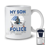 Personalized My Son Has Your Back; Proud Father's Day Police Heart; Custom Name Family T-Shirt