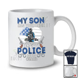Personalized My Son Has Your Back; Proud Mother's Day Police Heart; Custom Name Family T-Shirt