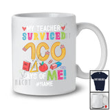 Personalized My Teacher Survived 100 Days Of Me; Lovely Pencil; Custom Name Students T-Shirt