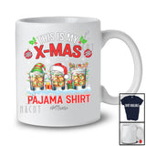 Personalized My X-mas Pajama Shirt; Joyful Christmas Three Whiskey Glasses; Custom Name Drinking T-Shirt