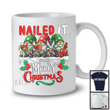 Personalized Nailed It Merry Christmas; Lovely X-mas Lights Three Gnomes; Custom Name Family T-Shirt