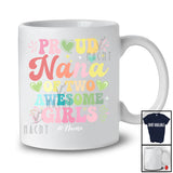 Personalized Nana of 2 Awesome Girls; Joyful Mother's Day Hearts; Custom Name Family T-Shirt