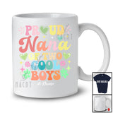 Personalized Nana of 2 Cool Boys; Joyful Mother's Day Hearts; Grandsons Custom Name Family T-Shirt