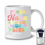 Personalized Nana of 3 Cool Boys; Joyful Mother's Day Hearts; Grandsons Custom Name Family T-Shirt
