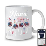 Personalized Nana, Amazing 4th Of July Sunflowers, Fireworks Custom Name Family Patriotic T-Shirt