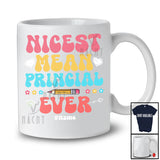 Personalized Nicest Mean Principal Ever; Sarcastic Mother's Day Groovy; Custom Name Jobs Family T-Shirt