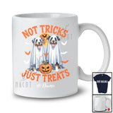 Personalized Not Tricks Just Treats; Creepy Halloween Custom Name Two Boo Ghost Aussie Owner T-Shirt