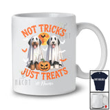 Personalized Not Tricks Just Treats; Creepy Halloween Custom Name Two Boo Ghost Bernedoodles T-Shirt