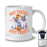 Personalized Not Tricks Just Treats; Creepy Halloween Custom Name Two Boo Ghost Bulldog Owner T-Shirt