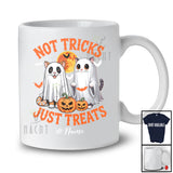 Personalized Not Tricks Just Treats; Creepy Halloween Custom Name Two Boo Ghost Cat Owner T-Shirt