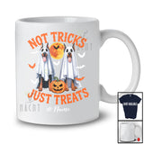 Personalized Not Tricks Just Treats; Creepy Halloween Custom Name Two Boo Ghost Dobermanns T-Shirt