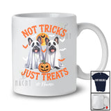 Personalized Not Tricks Just Treats; Creepy Halloween Custom Name Two Boo Ghost French Bulldog T-Shirt