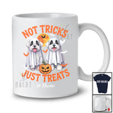 Personalized Not Tricks Just Treats; Creepy Halloween Custom Name Two Boo Ghost Maltese Owner T-Shirt