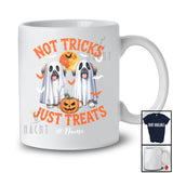 Personalized Not Tricks Just Treats; Creepy Halloween Custom Name Two Boo Ghost Pekingese T-Shirt