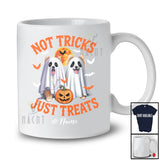 Personalized Not Tricks Just Treats; Creepy Halloween Custom Name Two Boo Ghost Pomeranian T-Shirt