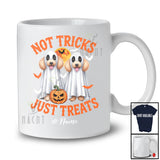 Personalized Not Tricks Just Treats; Creepy Halloween Custom Name Two Boo Ghost Poodle Owner T-Shirt