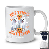 Personalized Not Tricks Just Treats; Creepy Halloween Custom Name Two Boo Ghost Samoyed T-Shirt