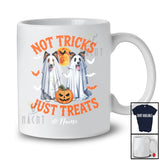 Personalized Not Tricks Just Treats; Creepy Halloween Custom Name Two Boo Ghost Shelties Owner T-Shirt