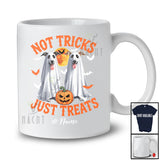 Personalized Not Tricks Just Treats; Creepy Halloween Custom Name Two Boo Ghost Whippet Owner T-Shirt