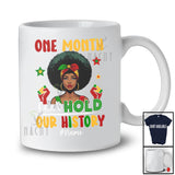 Personalized One Month Can't Hold Our Story; Proud Black History Juneteenth Custom Name Women Afro T-Shirt