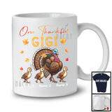 Personalized One Thankful Gigi; Lovely Thanksgiving Custom Name Turkeys; Family Group T-Shirt