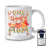 wC03Y3Q/s1Personalized One Thankful Mom, Lovely Thanksgiving Plaid Pumpkin Coffee, Custom Name Family T-Shirt