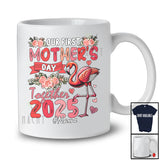 Personalized Our First Mother's Day Together 2025; Lovely Flamingo Flowers; Custom Name Family T-Shirt