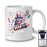 Personalized Owl Riding Firecracker, Lovely 4th Of July USA Flag Custom Name, Bird Animal T-Shirt
