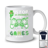 Personalized P Is For Playing Games; Cheerful St. Patrick's Day Video Games; Custom Name Gamer T-Shirt