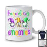 Personalized Parading With My Gnomies; Joyful Mardi Gras Three Gnomes; Custom Name Parades T-Shirt