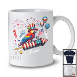 Personalized Parrot Riding Firecracker, Lovely 4th Of July USA Flag Custom Name, Bird Animal T-Shirt