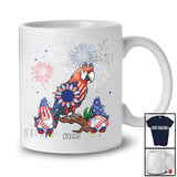 Personalized Parrot With Headband US Flag; Adorable 4th of July Custom Name Patriotic Sunflower T-Shirt