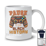 Personalized Pause For Black History; Cheerful Black History Month Afro Custom Name Gamer T-Shirt