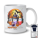 Personalized Pharmacy Squad; Scary Halloween Moon Three Pills; Custom Name Pharmacist T-Shirt