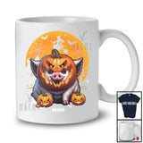 Personalized Pig Pumpkin Cosplay; Scary Halloween Moon Custom Name Pig Farmer T-Shirt