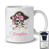 Personalized Pirate Daughter; Scary Halloween Coquette Bow Tie Skull; Custom Name Women Family T-Shirt