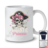 Personalized Pirate Princess; Scary Halloween Coquette Bow Tie Skull; Custom Name Women Family T-Shirt