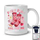 Personalized Please Don't Fall For Me; Lovely Valentine Custom Name Couple Socks; Hearts T-Shirt